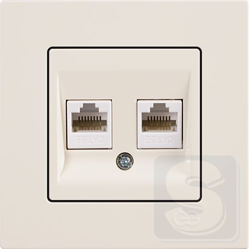 Розетка двойная компьютерная RJ45 Eqona Крем